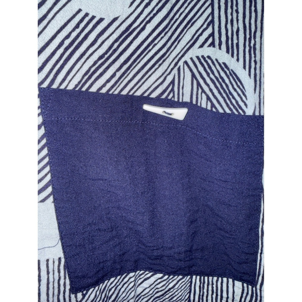 Ali Miles Blue Abstract Polka Dot Button Front Blouse Sz Lg Petite - Picture 11 of 12